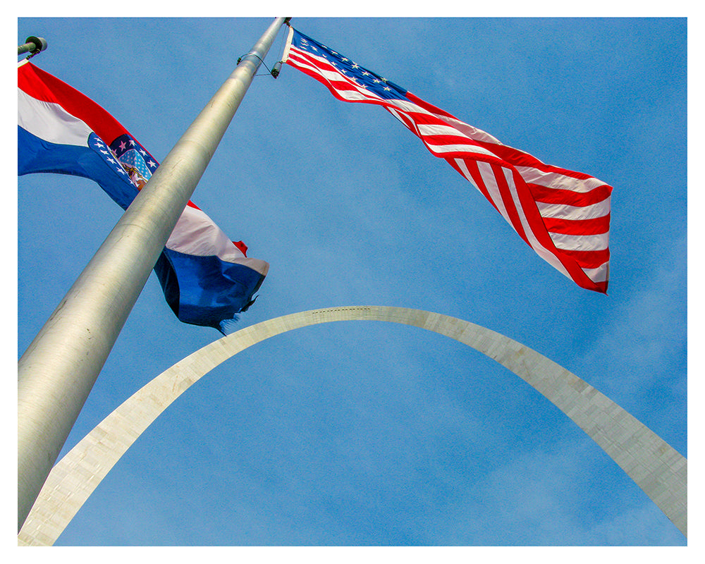 "Saint Louis Arch and Flags"