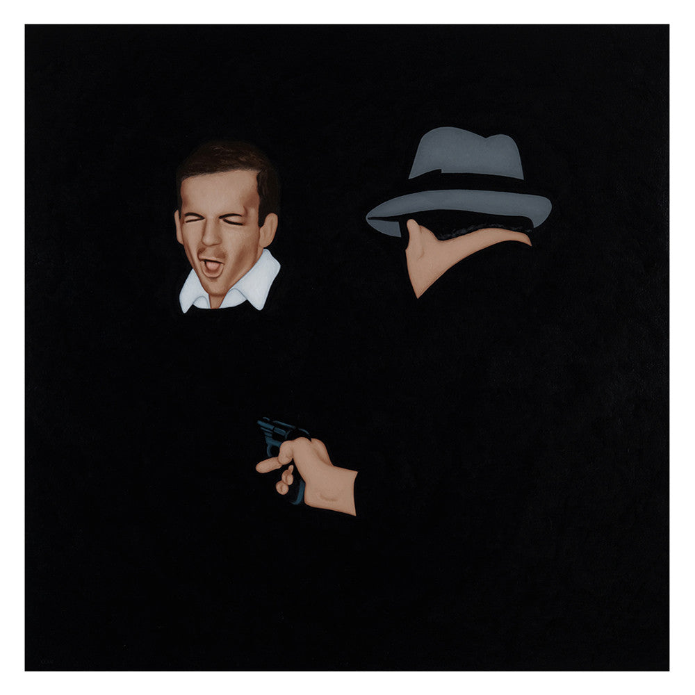  Lee Harvey Oswald, the assassin of President John F. Kennedy, is shot to death by Jack Ruby, a Dallas nightclub owner as millions of astonished viewers watch on live TV. Painting by KimKern.com.