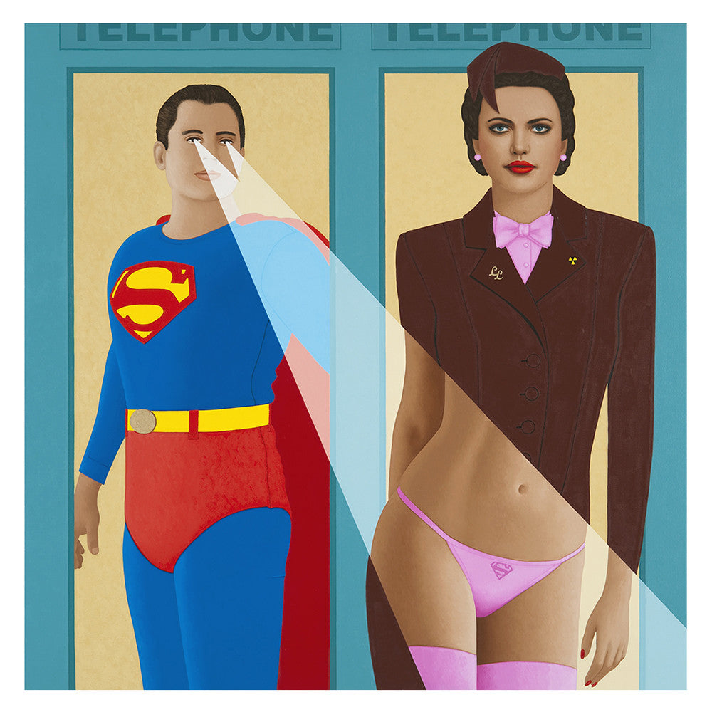 Superman uses x-Ray vision on Lois Lane. Painting by KimKern.com.